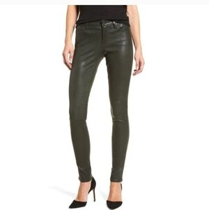 AG Adriano Goldschmied Dark Olive Green Coated  Super Skinny‎ Legging Jeans 27